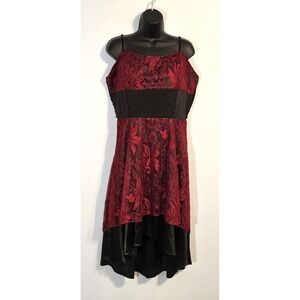Elegant Red & Black Lace‎ Cocktail Dress High-Low Medium Formal Party Goth